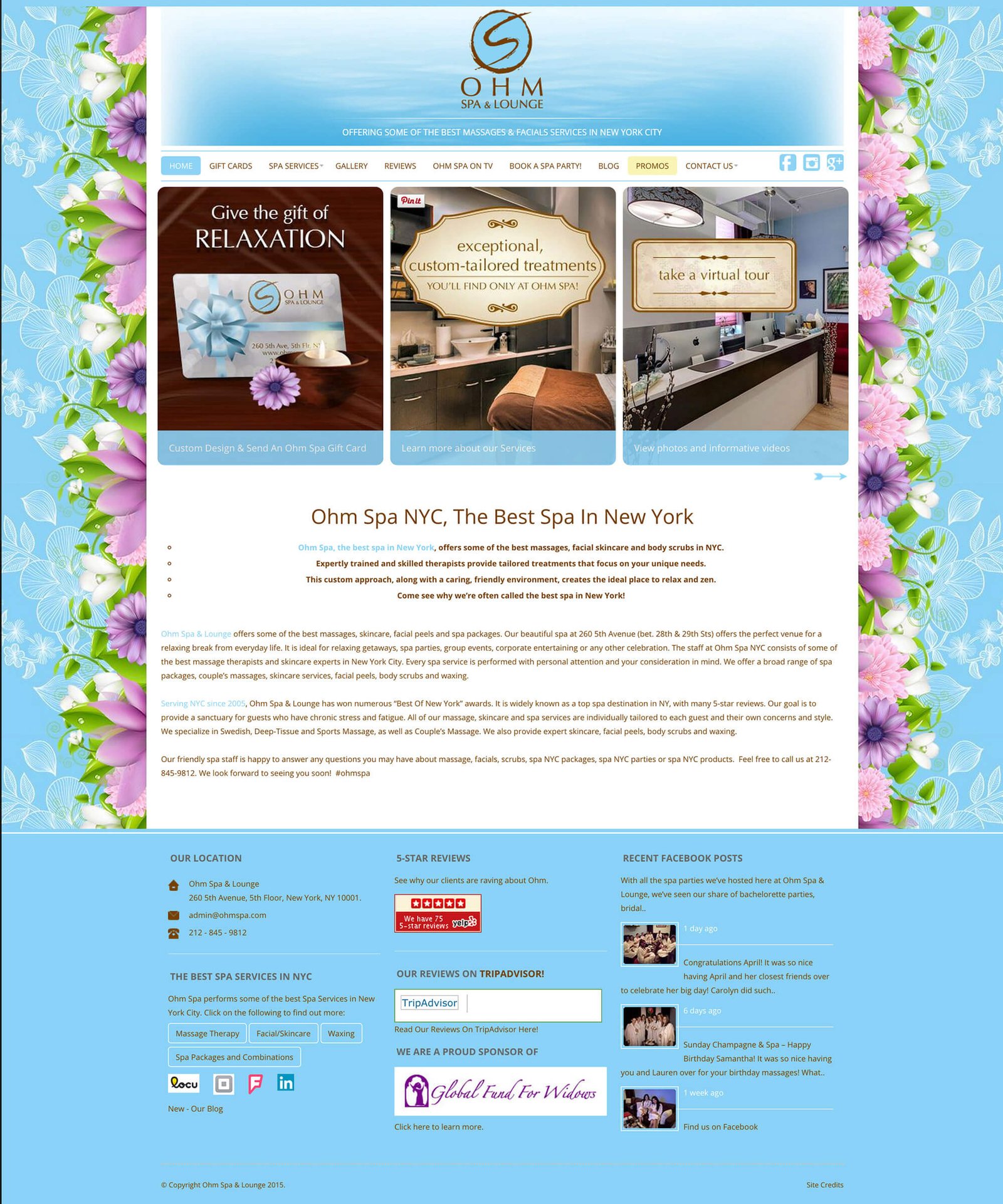 Ohm Spa homepage